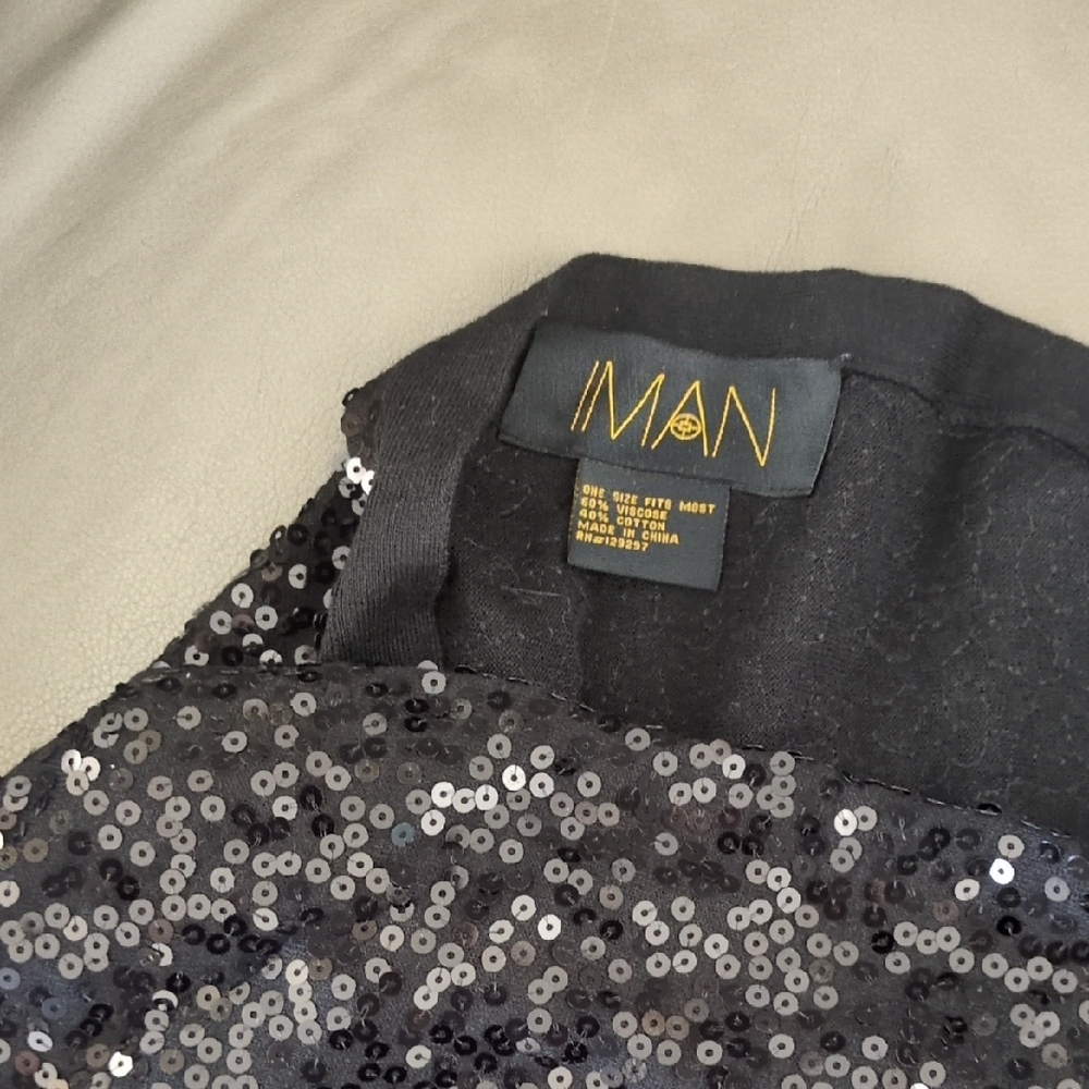 IMAN Sparkling Black Sequin Shawl